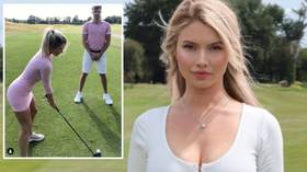 'Would you trust me?' Fans collectively WINCE as golf beauty Lucy Robson demonstrates SCARY trust shot (VIDEO)